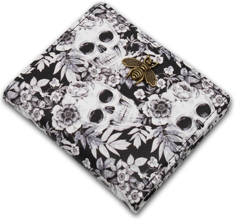 Altally Small Women Wallet RFID Blocking Bifold Pocket Wallet Slim Compact Ladies Purse Mini Wallets For Women (Skull) - Image 1